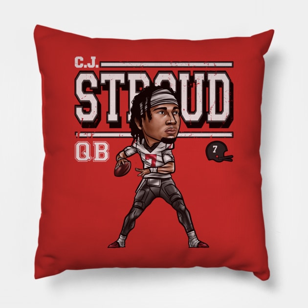 C.J. Stroud Houston Cartoon Pillow by danlintonpro