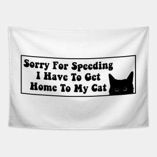 Sorry For Speeding I Have To Get Home To My Cat, Funny Cat Bumper Tapestry