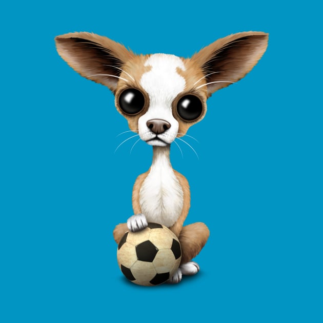 Cute Chihuahua Puppy Dog With Football Soccer Ball by jeffbartels