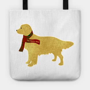 Preppy Golden Retriever - Tartan Plaid Scarf Tote