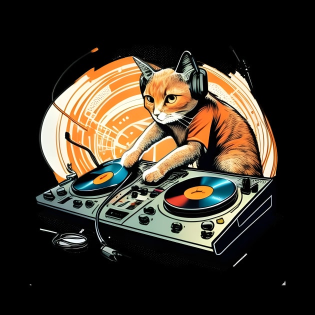 DJ Cat With Headphones - Funny CAT DJ colorful by WilliamHoraceBatezell