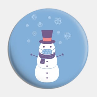 Snowman with a medical protective mask Pin