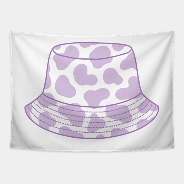 Pastel purple cow print bucket hat Tapestry by Nikamii