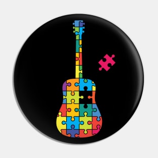 Color Puzzle Acoustic Guitar Silhouette Pin