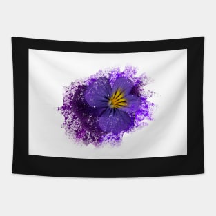 Purple pansy with paint splatter effect Tapestry