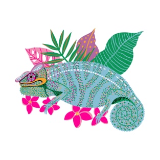 Chameleon with Tropical Leaves T-Shirt