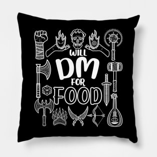 Will DM For Food Dungeon Tabletop RPG TTRPG D20 Dice Funny Pillow