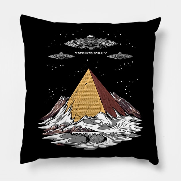 Antarctica Pyramid Aliens Pillow by underheaven