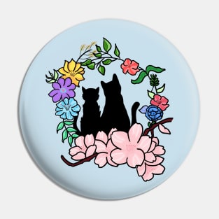 Cat and Flower Valentine's Day Pin