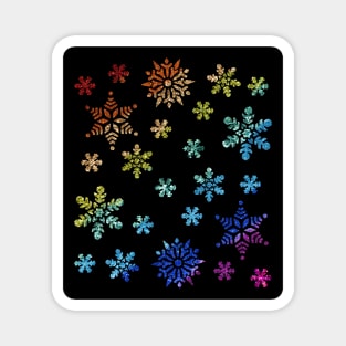 Rainbow Snowflakes Glitter Magnet