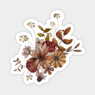 Autumn Watercolor Flowers with glitter on a light background Magnet