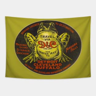 Defunct D&C Lake Lines Travel Souvenir Luggage Label Tapestry