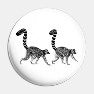 Pair of ring-tailed lemur monkeys Pin