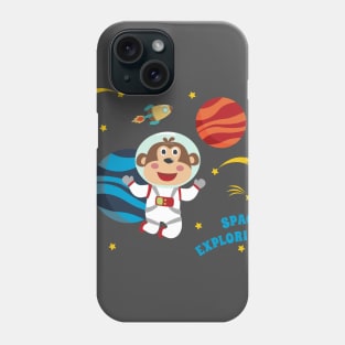 Spacemonkey or astronaut in a space suit with cartoon style Phone Case