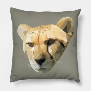 Low Poly Cheetah Head Pillow