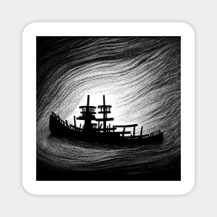 Vision of a shipwreck illuminated in the deep Magnet