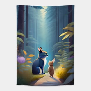 Colorful Cat Love Each Other in the Forest Tapestry