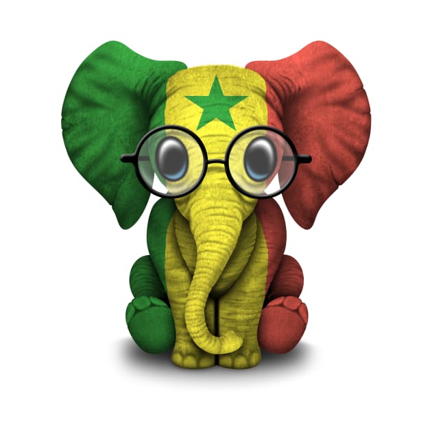 Baby Elephant with Glasses and Senegal Flag by jeffbartels