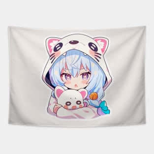 Cute girl hugging a pet Tapestry