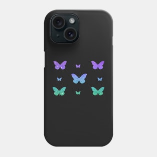 Purple Teal Ombre Faux Glitter Butterflies Phone Case