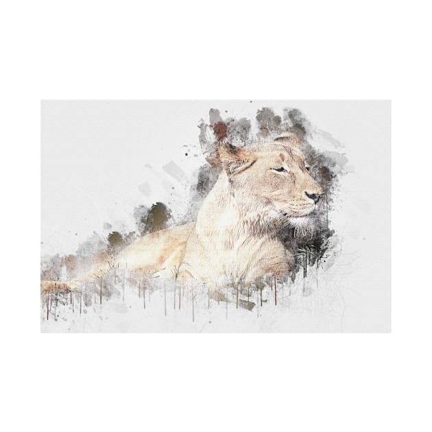 Lioness Lion Animal Wild Africa Safari Jungle Earth by Cubebox