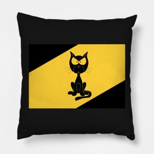 The black angry cat print, animal print Pillow