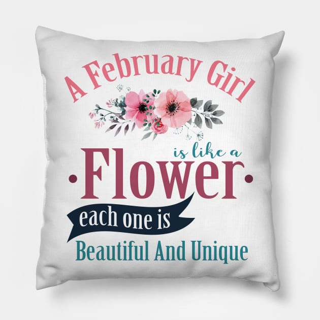 A February Girl Like A Flowers Pillow by Diannas