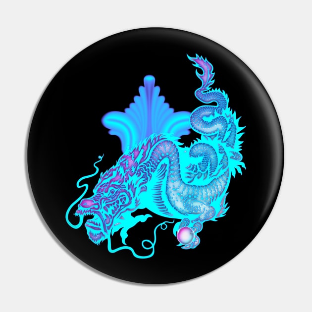 Blue glowing chinese dragon Pin by Nicky2342