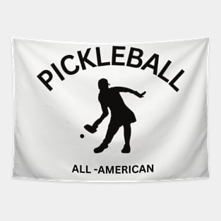 Female All-American Pickleball Player Tapestry