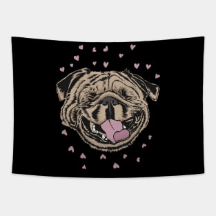 Happy Smiling Pug Tapestry