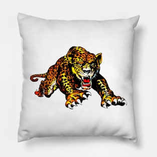 African tiger fierce and jumping Pillow