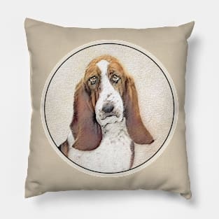 Basset Hound Painting - Cute Original Dog Art Pillow