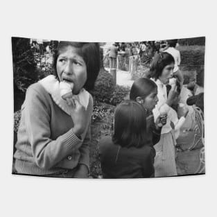 Vintage Peruvian School Girls Getting Ice Cream Tapestry