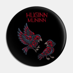 Thought and Memory: Huginn and Muninn in Flight Pin