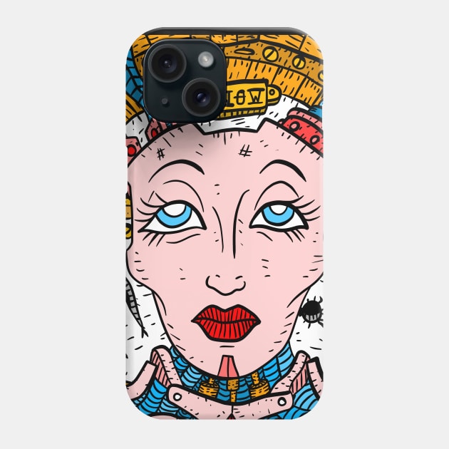 the all knowing AI. robot. sci fi pattern. original artwork by JJadx. Phone Case by JJadx