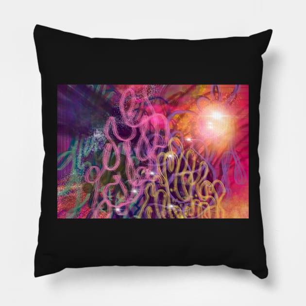 Pink Sparkle Galaxy Pillow by fionatgray