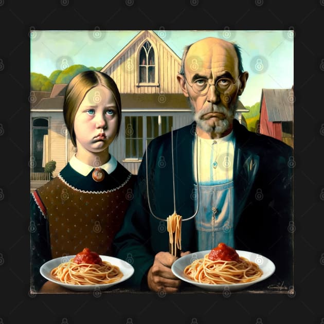 Pasta Lovers Unite: American Gothic Parody for National Spaghetti Day by Edd Paint Something