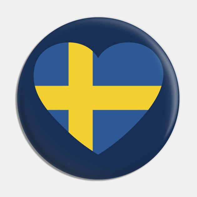 I Love Sweden // Heart-Shaped Swedish Flag Pin by SLAG_Creative