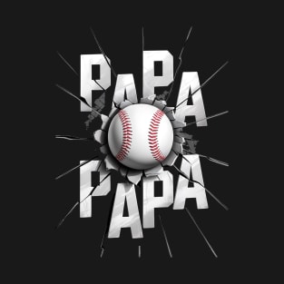 Baseball Papa Cracked Wall Family Matching Birthday T-Shirt