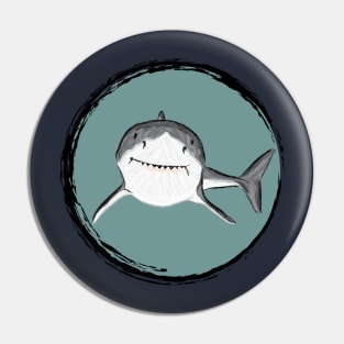 Artwork of a Great White Shark IV Pin