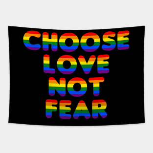 Choose Love Not Fear - Black Tee Tapestry