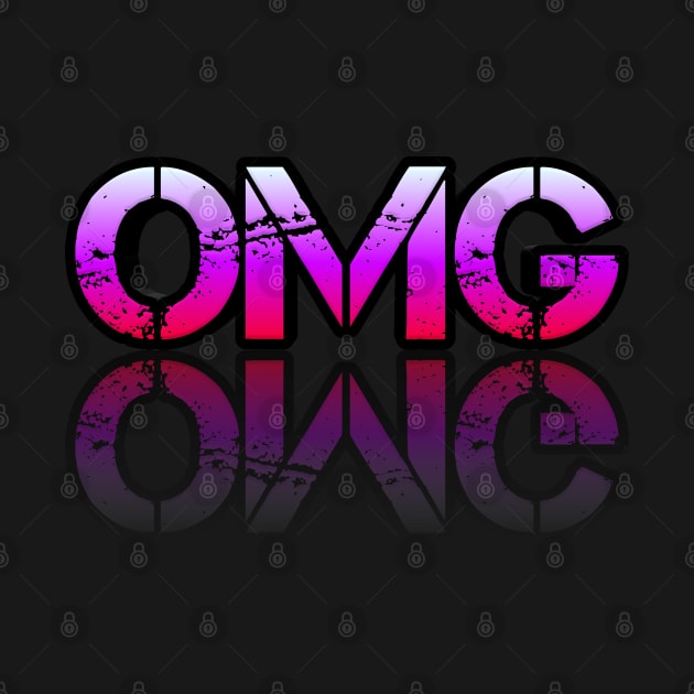 OMG - Graphic Typography - Funny Humor Sarcastic Slang Saying - Pink Gradient by MaystarUniverse