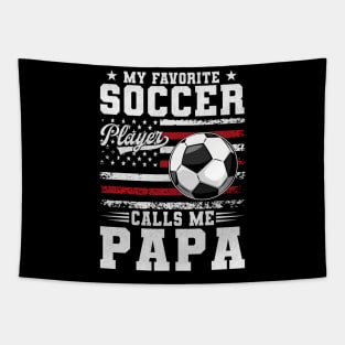 My Favorite Soccer Player Calls Me Papa Usa American Flag Tapestry