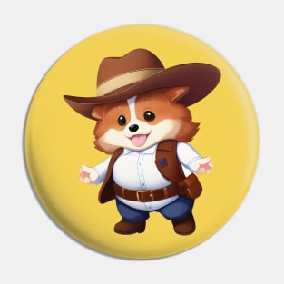 Cute Cowboy Corgi Pin