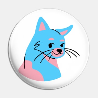 Cat in transgender pride colors Pin