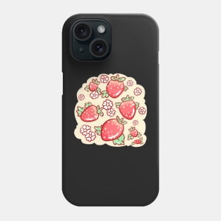 Strawberries and Blossoms - Cream Phone Case