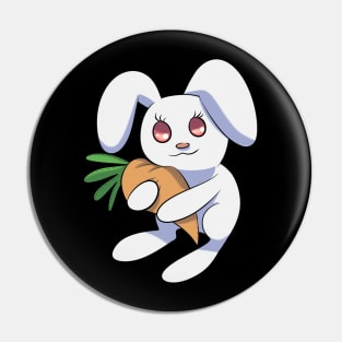 Cute Bunny Rabbit Hugging a Carrot Pin