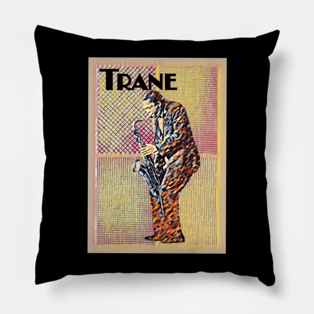 John Coltrane Legendary Jazz Saxophone Player Colorful Modern Art Original Design T-Shirt - Gift for Vinyl Collector, Jazz Fan or Musician Pillow by Jazz Nerd Paradise