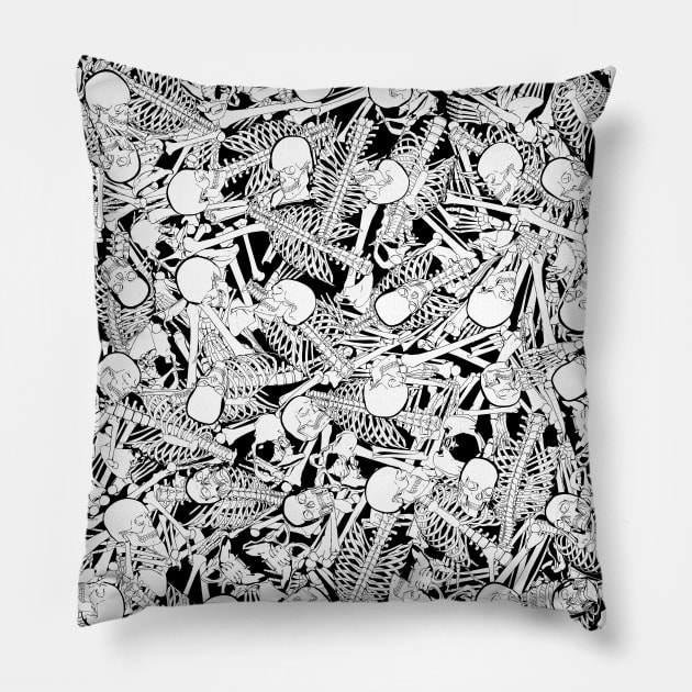 The Boneyard Skeleton Pattern Pillow by Grandeduc