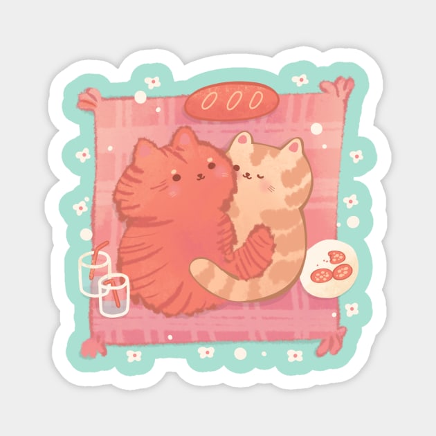 Cosy Cats Cuddle Picnic Magnet by Rinco Ronki